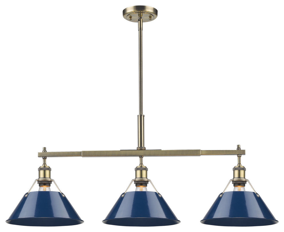 Golden Lighting 3306-LP AB Orwell 3 Light 36"W Linear Pendant - Aged Brass /
