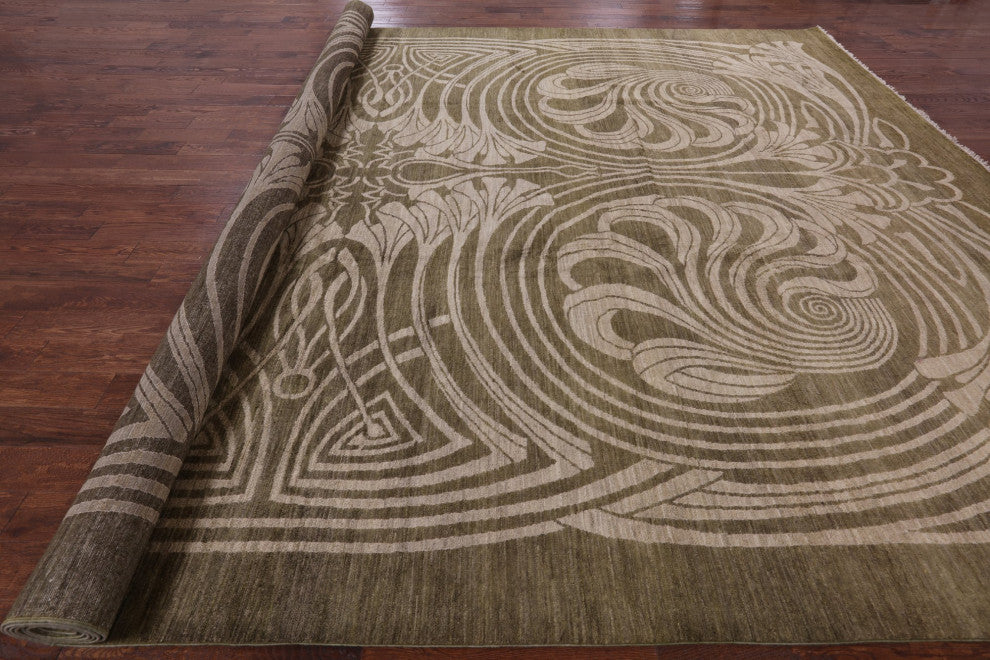 12' 2" X 18' 3" Modern Hand Knotted Wool Area Rug Q4435