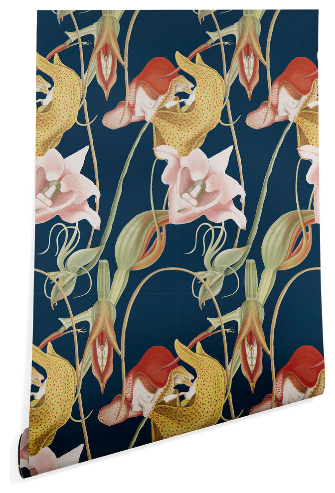 Deny Designs CayenaBlanca Orchid Dance Wallpaper, Blue, 2'x8'