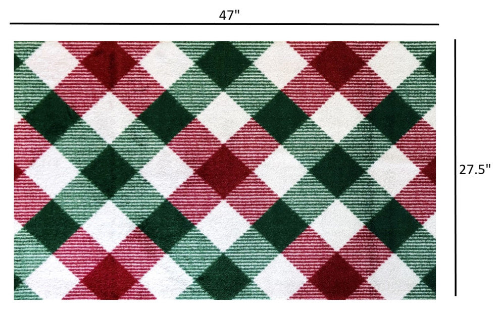2' x 4' Red and Green Plaid Washable Floor Mat