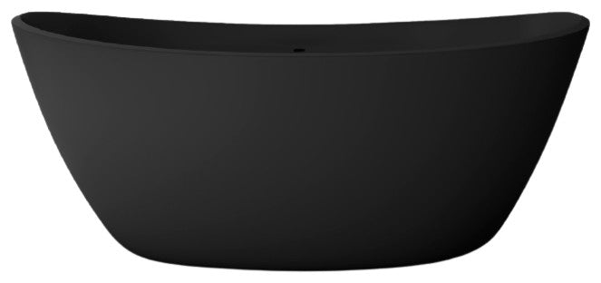 CastelloUSA Manhattan Solid Surface Stone Resin Freestanding Tub, Black, 59"