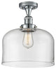 X-Large Bell 1-Light Semi-Flush Mount, Polished Chrome, Clear