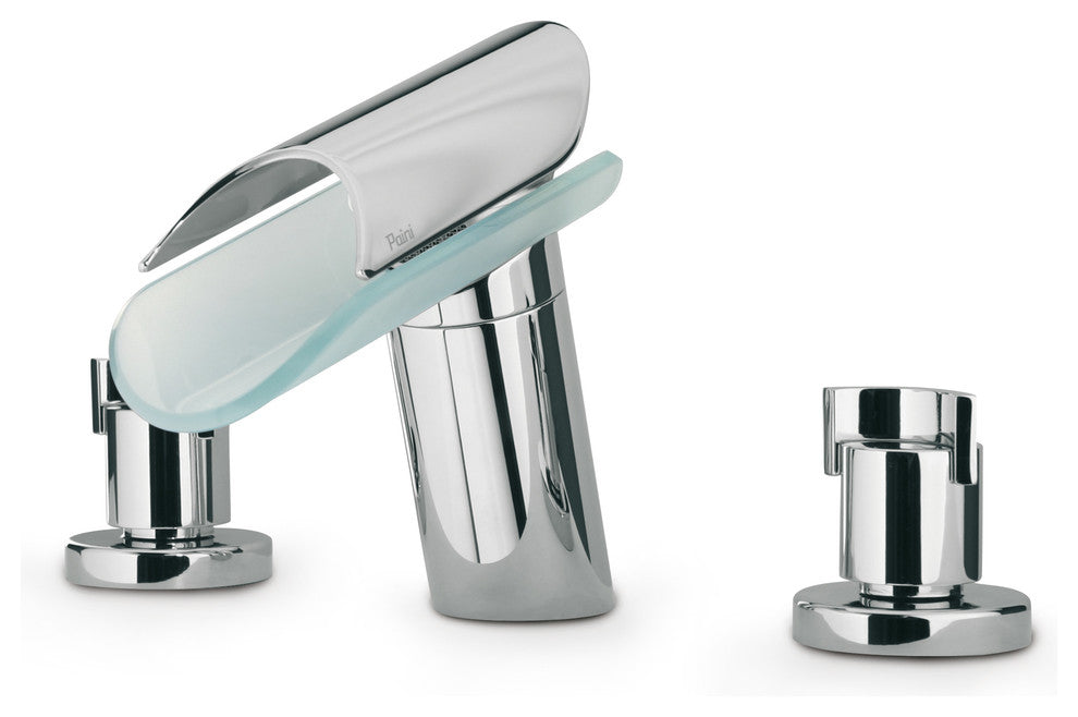 LaToscana Morgana Widespread Lavatory Faucet With Glass Spout, Chrome Finish