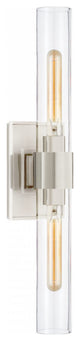 Presidio Bathroom Wall Sconce, 2-Light, Polished Nickel, Clear Glass, 23"H