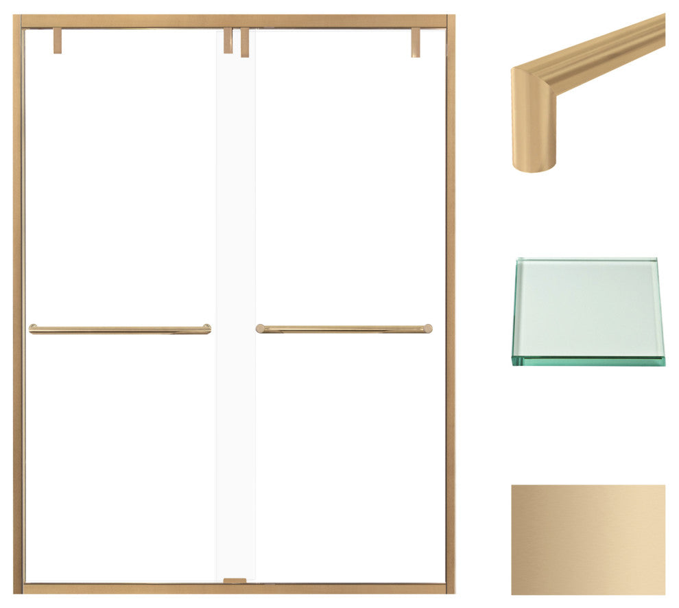 Eden 56-60" W x 80" H Shower Door, Clear Glass, Champagne Bronze, Turin
