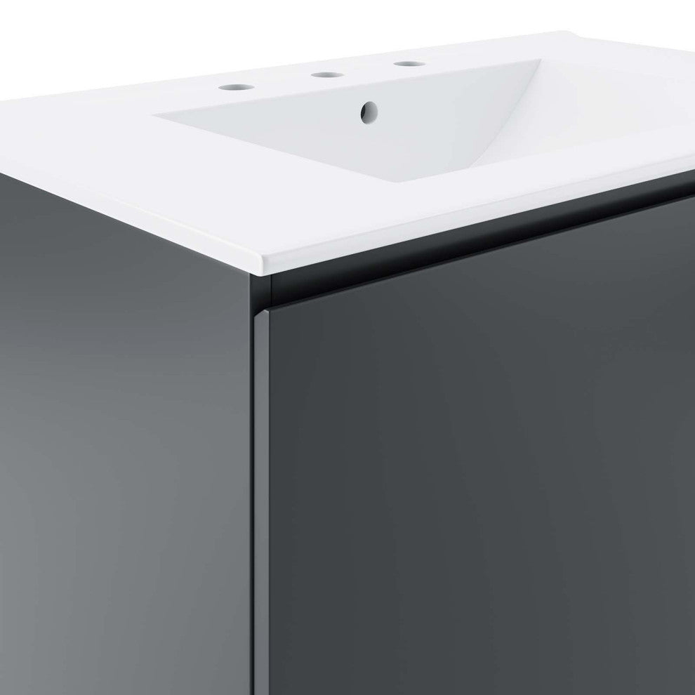 Bryn 36" Wall-Mount Bathroom Vanity, Gray White