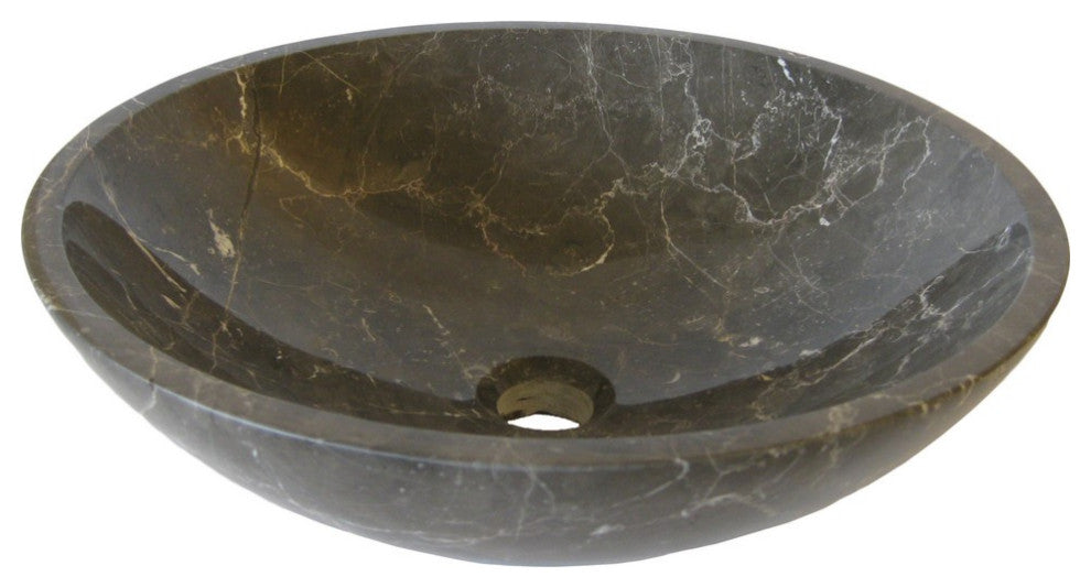Novatto NOSV-CMORB Coffee Marble Vessel Sink With Oil Rubbed Bronze Drain