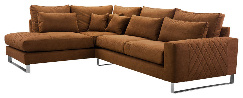FLORA Sectional Sofa, Copper Brown, Left