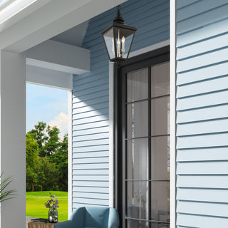 3 Light Black Outdoor Large Pendant Lantern, Brushed Nickel