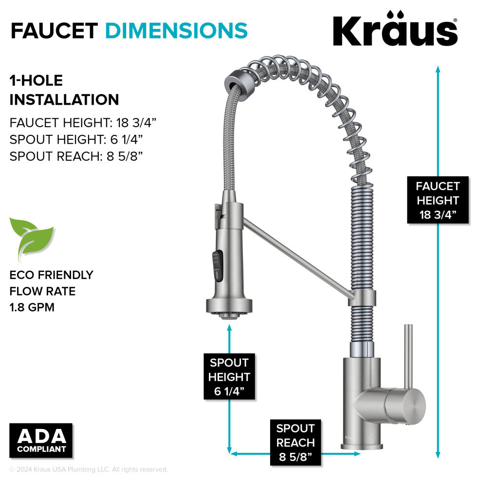 Bolden Commercial Style 2-Function Pull-Down 1-Handle 1-Hole Kitchen Faucet, Spot-Free Stainless Steel/ Chrome