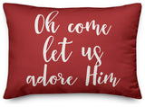 Oh Come Let Us Adore Him, Red 14x20 Lumbar Pillow