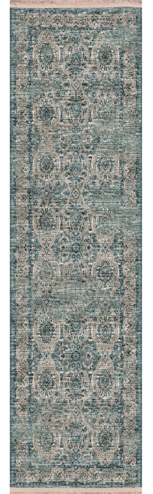 Indoor/Outdoor Marbella MB5 Mineral Blue Machine Washable 2'3" x 7'6" Runner Rug