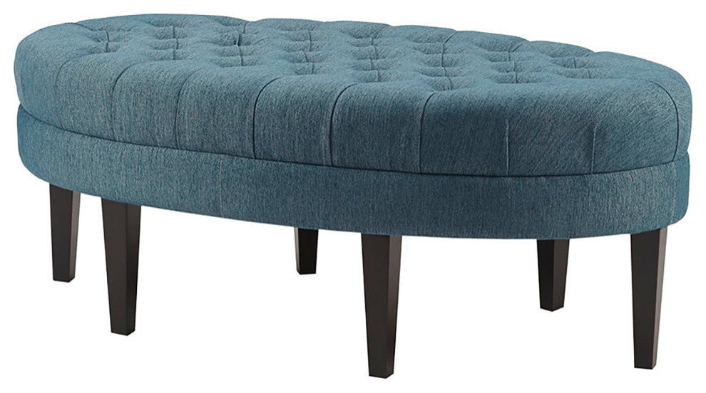 Madison Park Martin Surfboard Tufted Ottoman, Blue