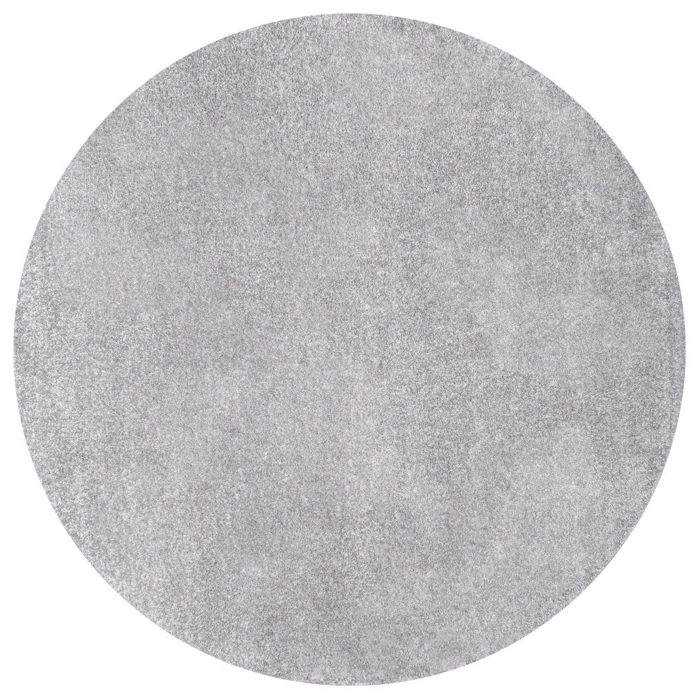 Haze Solid Low-Pile Gray 8' Round Area Rug