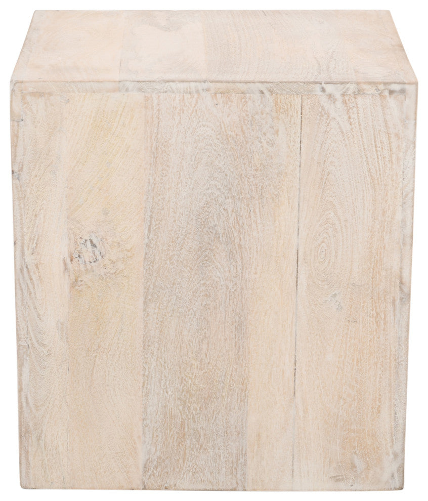 Mir 3-Piece Solid Wood Coffee and End Table Set, Brushed White Finish