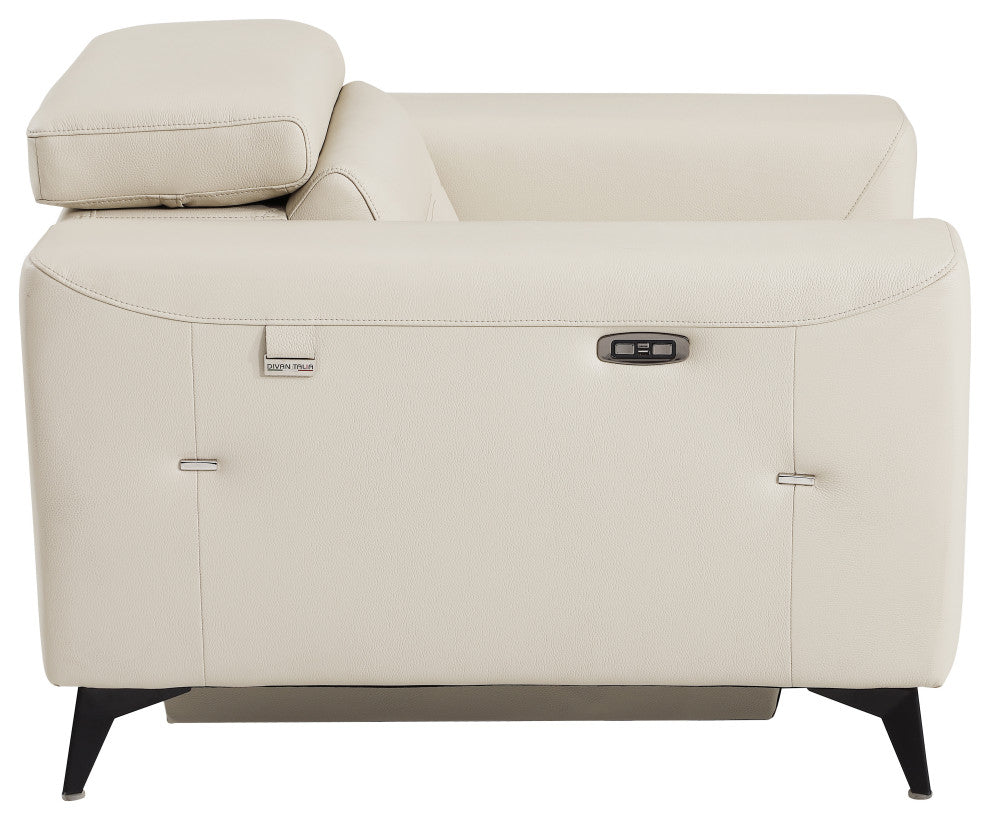 Arezzo Genuine Italian Leather Modern Chair, Beige