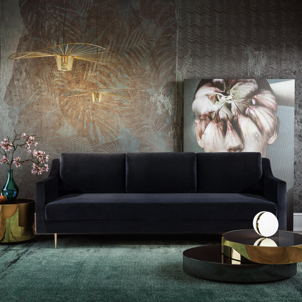 Milan Black Velvet Sofa - Black