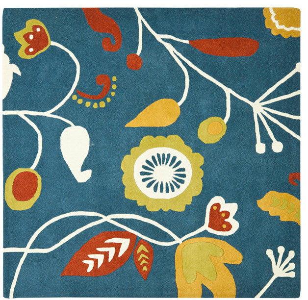 Safavieh Soho Soh772B Floral Rug, Dark Blue/Multi, 6'0"x6'0" Square