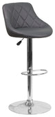 Contemporary Gray Vinyl Bucket Seat Adjustable Height Barstool-Chrome Base