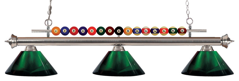 Shark Collection 3 Light Billiard Light in Brushed Nickel Finish