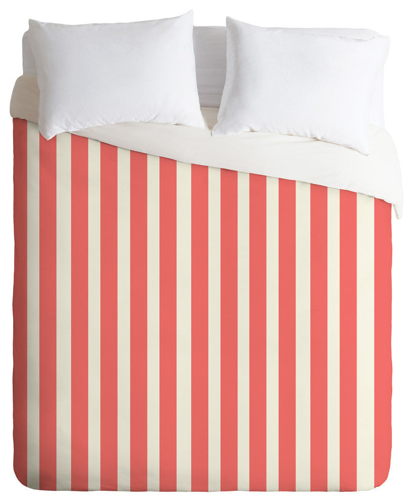 Deny Designs Allyson Johnson Red Stripes Duvet Cover - Lightweight
