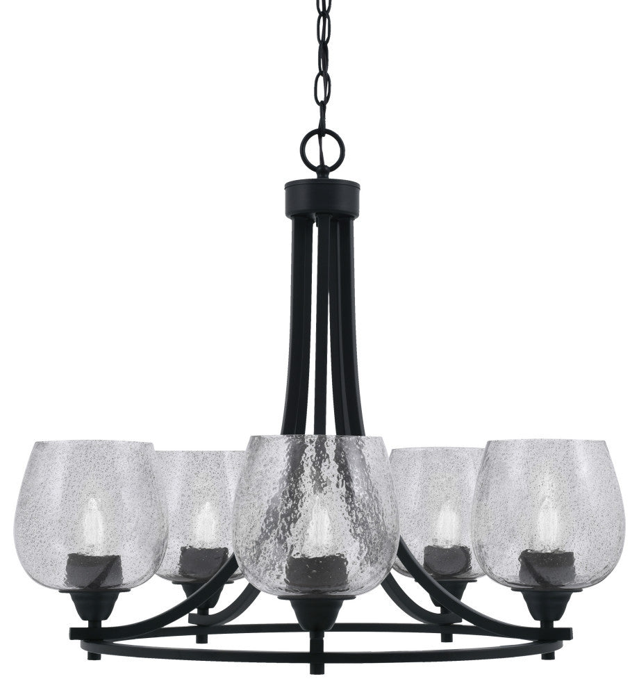 Paramount 5-Light Chandelier, Matte Black, 6" Smoke Bubble Glass
