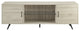 Retro Modern TV Stand, Angled Legs With Side Cabinets & Glass Shelf, Birch