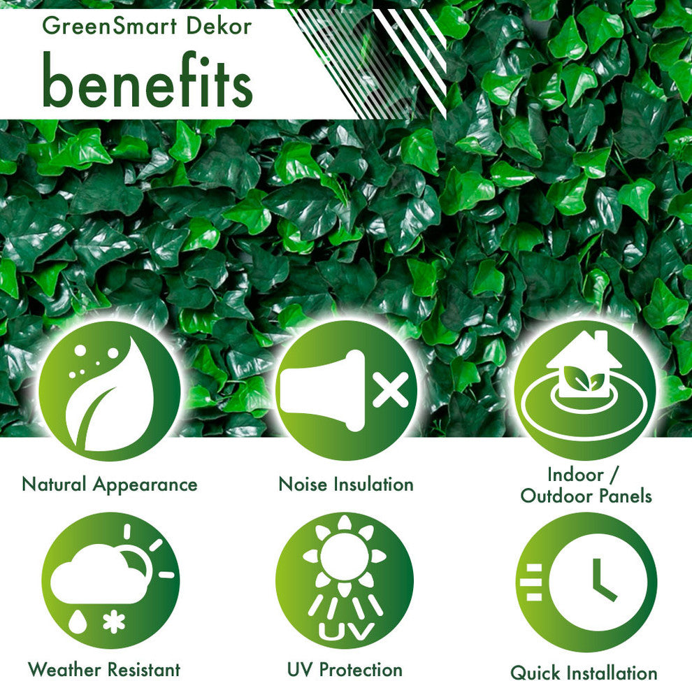 Artificial Ivy Green Wall Mat, 20"x20", Set of 4