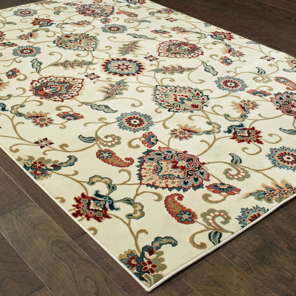 Oriental Weavers Kashan Ivory/ Multi Floral Indoor Area Rug 9'10"X12'10"