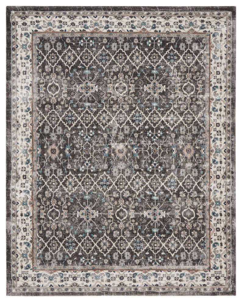 Nourison American Manor 5'3" x 7'3" Blue/Ivory Bordered Indoor Rug, Grey/Ivory, 8'x10', Bordered