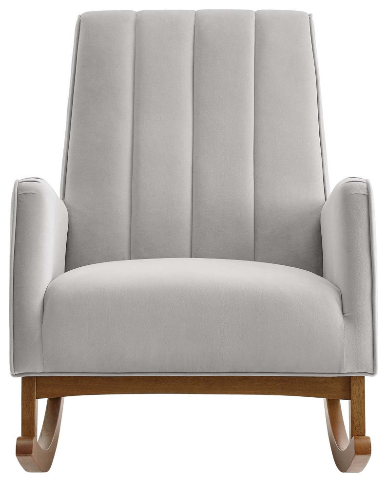 Sway Performance Velvet Rocking Chair Light Gray