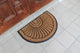 Sunburst Half Moon Mat, Tapered Edge, Black, Rubber and Coir, 24"x36"