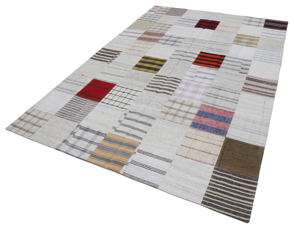 Rug N Carpet - Handmade Oriental 6' 8'' x 9' 9'' Rustic Patchwork Kilim Rug