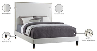 Harlie Velvet Upholstered Bed, Cream, King
