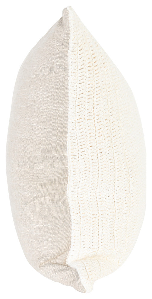 Marcie Knitted 22" Throw Pillow by Kosas Home, Ivory