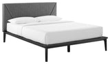 Dakota Upholstered Queen Platform Bed, Black Gray
