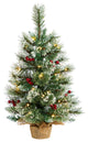 2' Snow Tipped Pine and Berry Artificial Christmas Tree With 35 White LED Lights