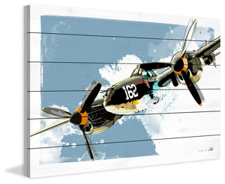 Marmont Hill, "P38 Lightning" by Rick Martin Painting Print on White Wood, 45x30