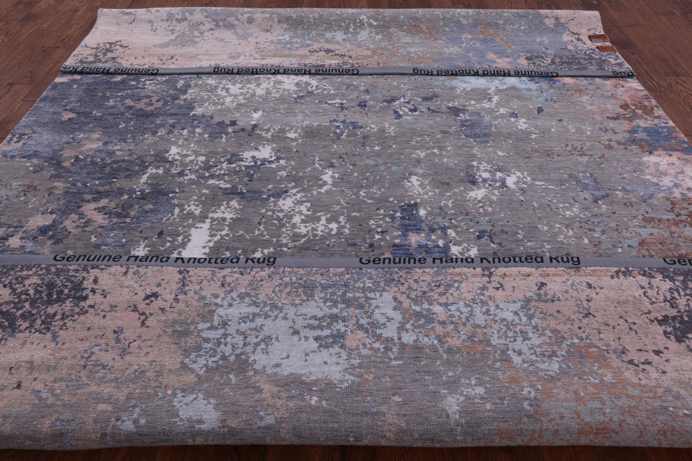 Abstract Handmade Wool and Silk Area Rug 9' 0" X 12' 1" Q6339
