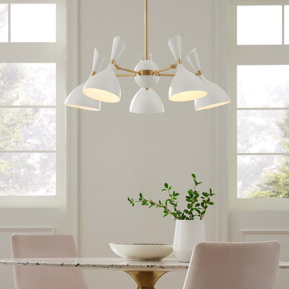 Pendant Ceiling Light Fixture, White, Metal, Modern Cafe Bistro Hospitality