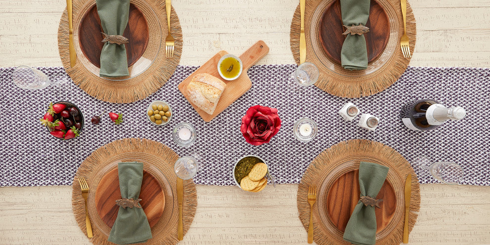 Eggplant Woven Table Runner 15x108