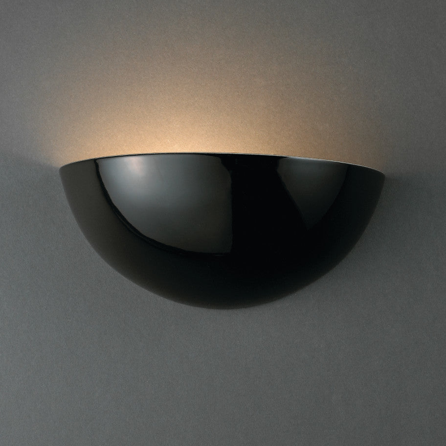Ambiance Small Quarter Sphere, Wall Sconce, Gloss Black