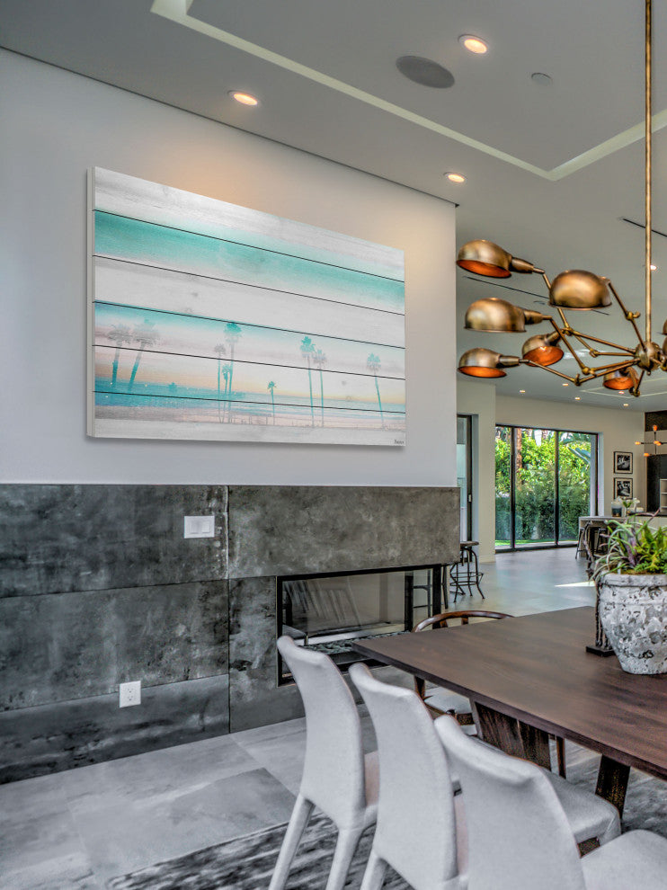 "Hazy Beach" Print on White Wood, 60"x40"