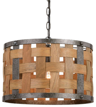 Vaxcel Lighting P0363 Norwood 16"W Pendant - Vintage Steel / Distressed Wood