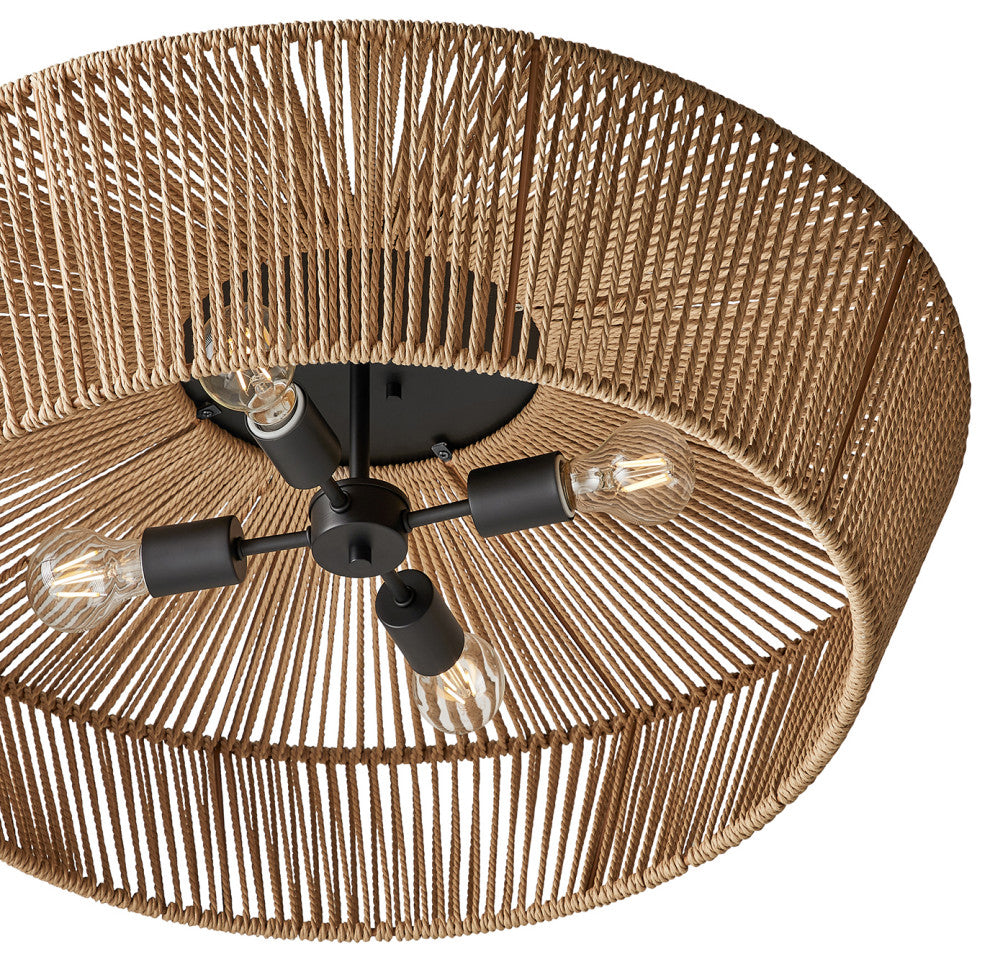 Eco Nido 30" Natural Rope 4-Light Semi-Flush