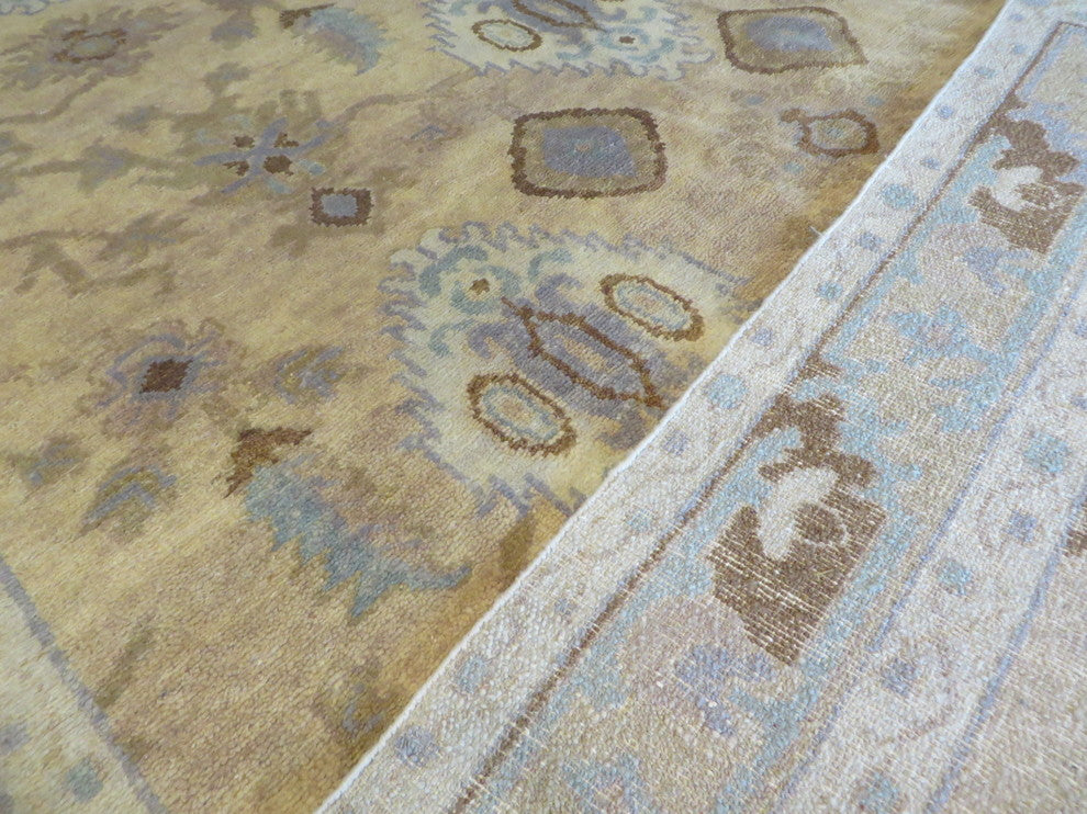 6"x9" Hand-Knotted Beige Fine Turkish Oushak Oriental Rug