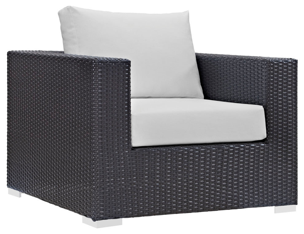 Convene 4-Piece Outdoor Wicker Rattan Sectional Set, Espresso White
