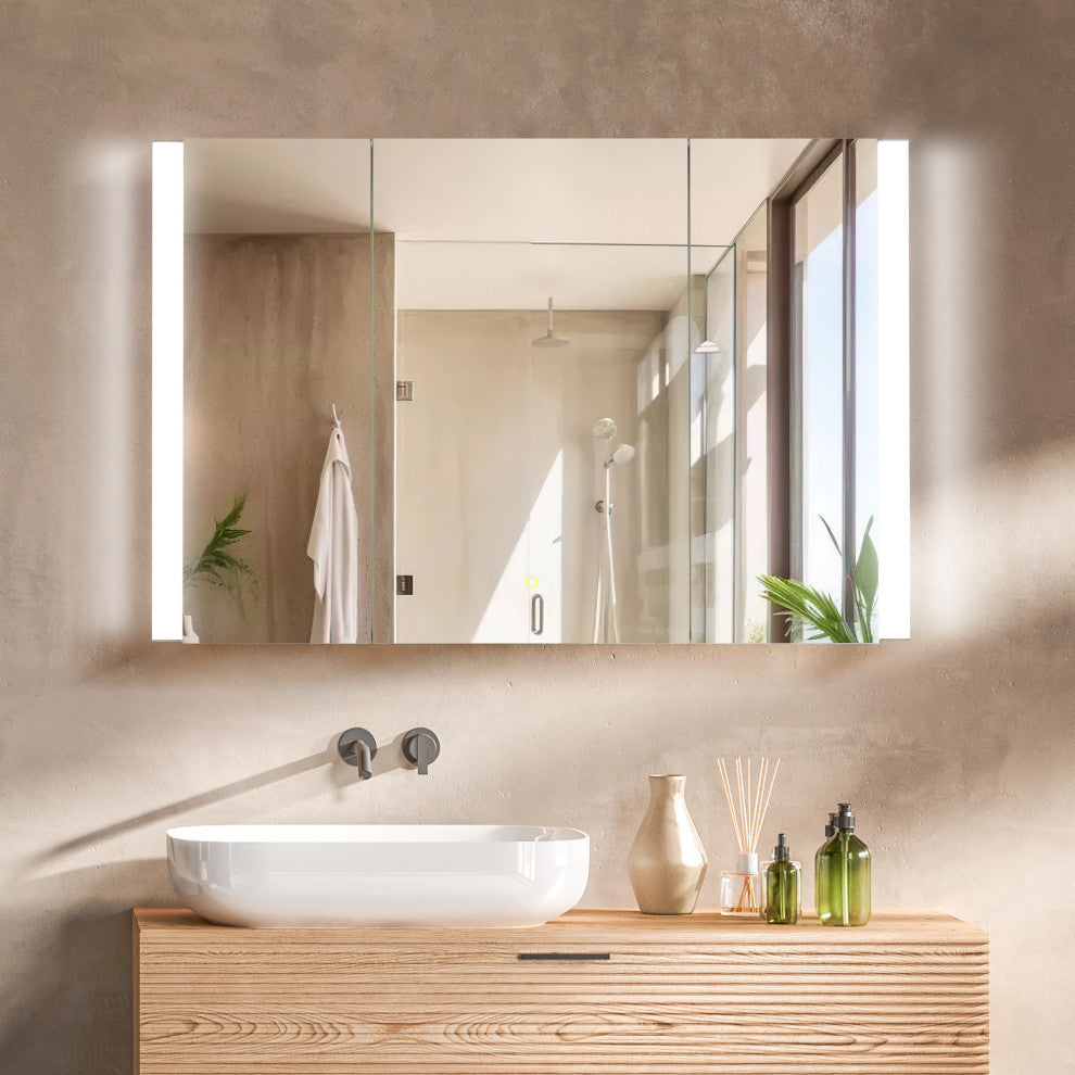 Serra Frameless Surface-Mount LED Lighted Bathroom Medicine Cabinet, 48"