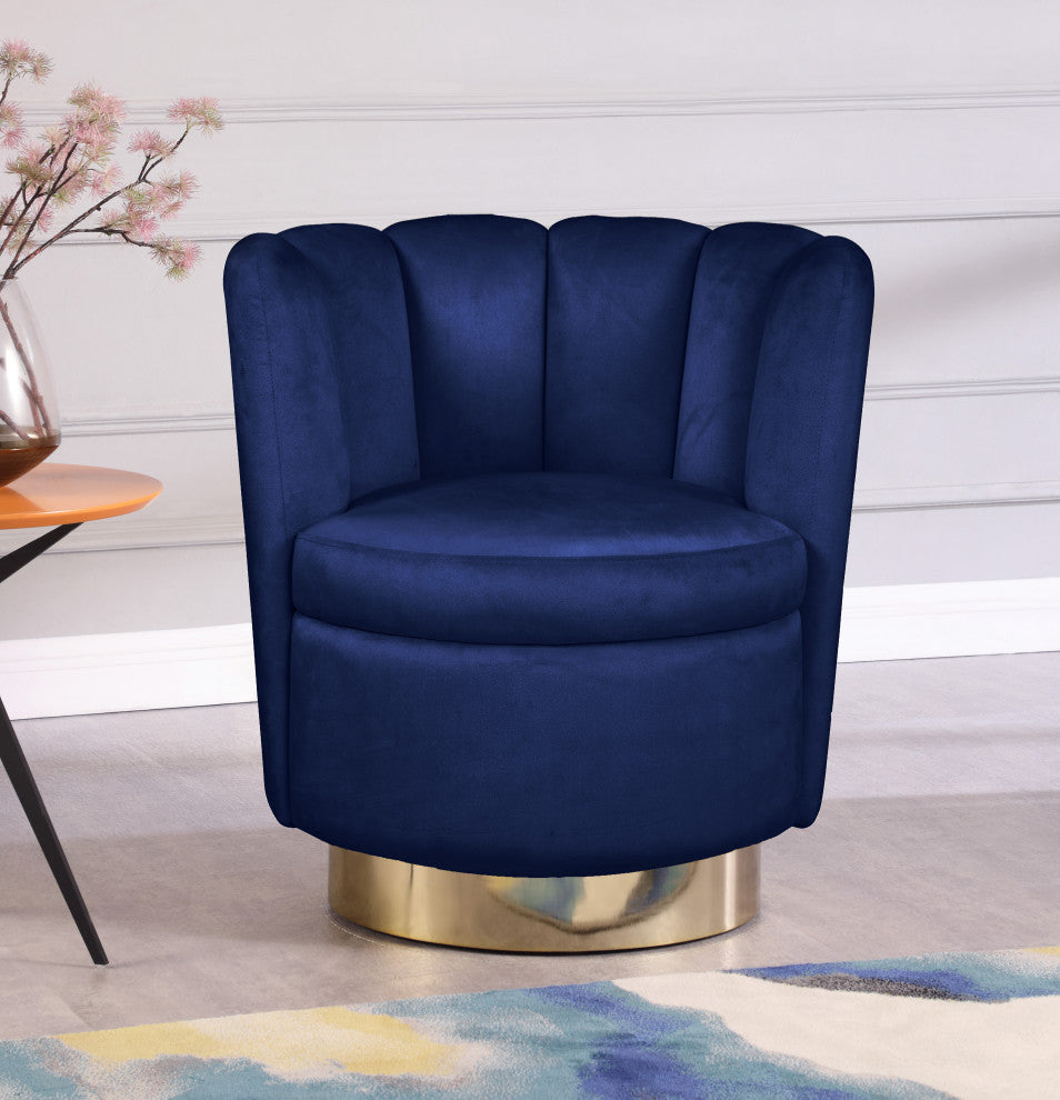 Lily Velvet Upholstered Accent Chair, Navy
