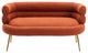 53" Round Arm Settee with Metal Legs, Orange, 53"